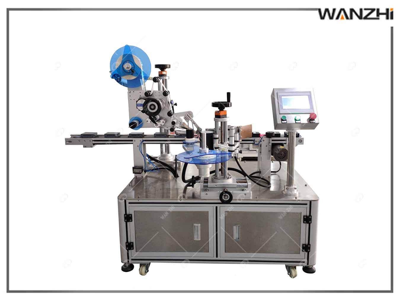 上下面兼?zhèn)让孓D(zhuǎn)角貼標(biāo)機_上平面?zhèn)让尜N標(biāo)機_萬志自動化